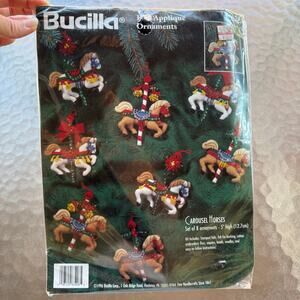Bucilla Felt Ornament Kit Carousel Horses Set of 8 Christmas Holiday 1996 #83408